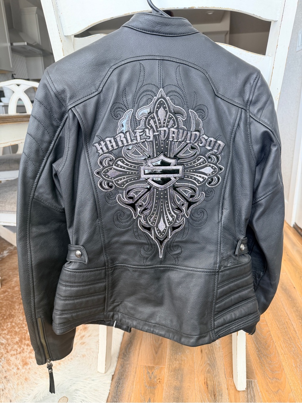 Harley-Davidson Women's Black Embroidered Leather Jacket